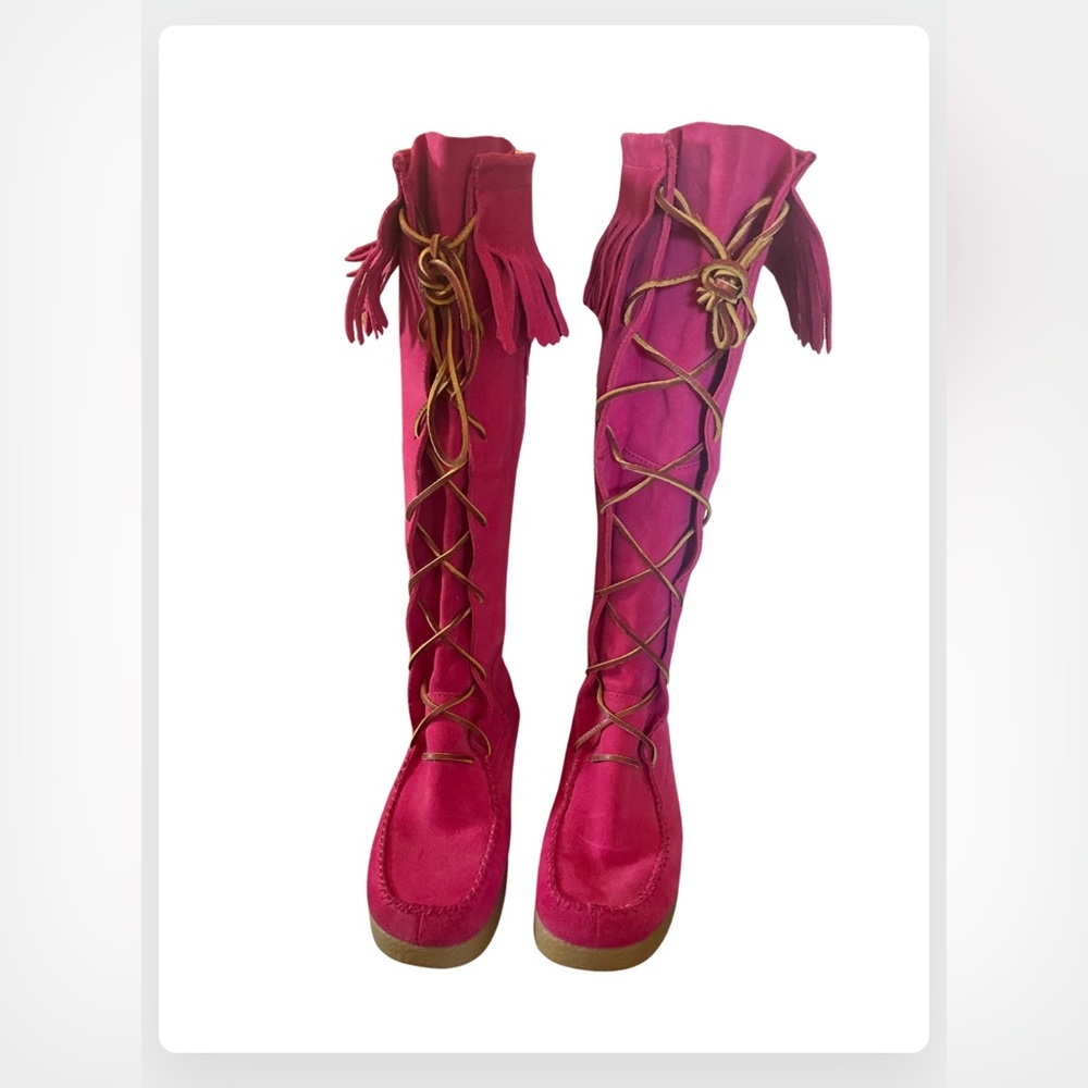 Magenta /pink  brand new suede moccasins women’s size 7